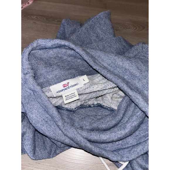 Vineyard Vines Womens L Blue Heather Cowl Neck Whale Logo Pullover Sweatshirt - Picture 5 of 7